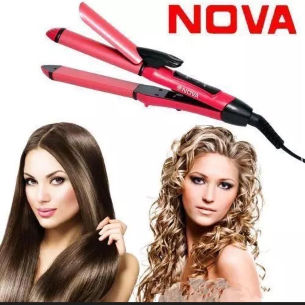 2 In1 Hair Straightener & Curler, Pink